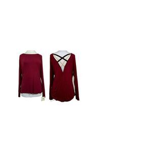 Laundry by Shelli Segal Cranberry Strappy LS Top